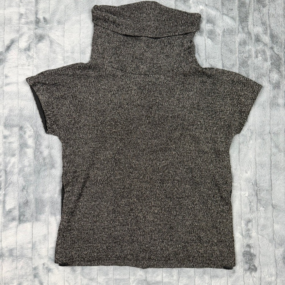 Loft Womens Small Petite Gray Marl Cowl Neck Short Sleeve Sweater Top SP